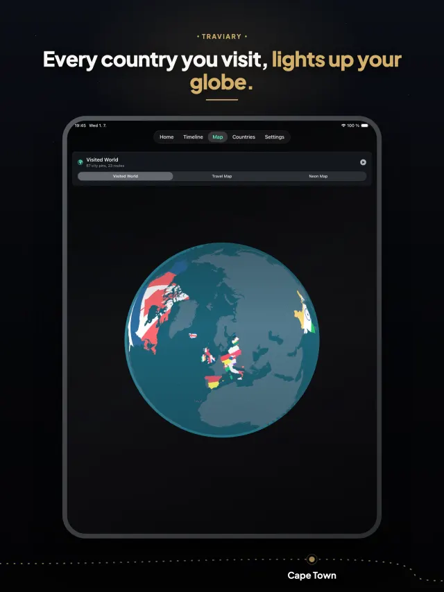 3D visited globe on iPad