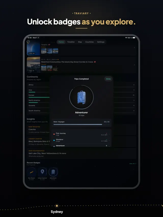 Travel badges on iPad