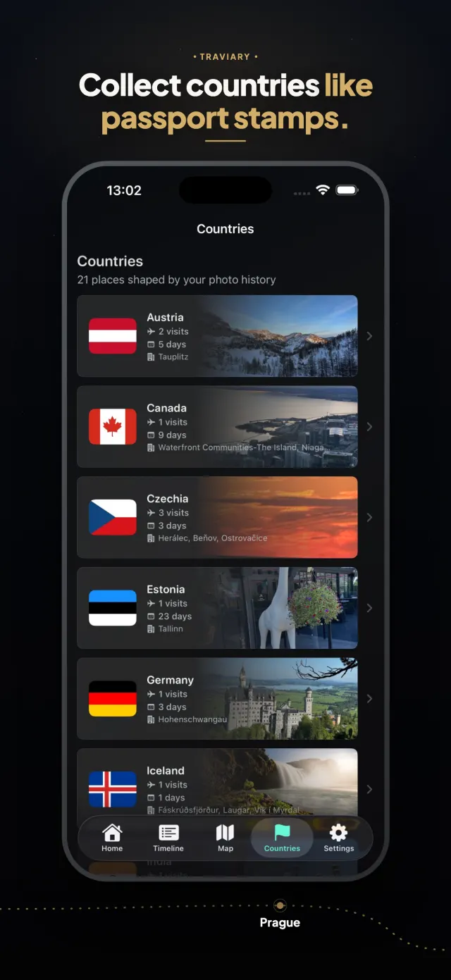 Collect countries like passport stamps